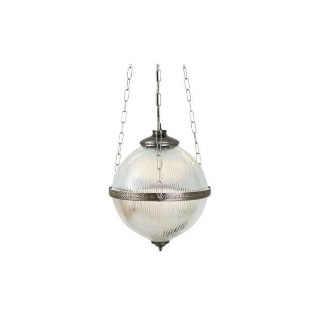 BLAENAU - Victorian Holophane Ceiling Pendant In Antique Silver