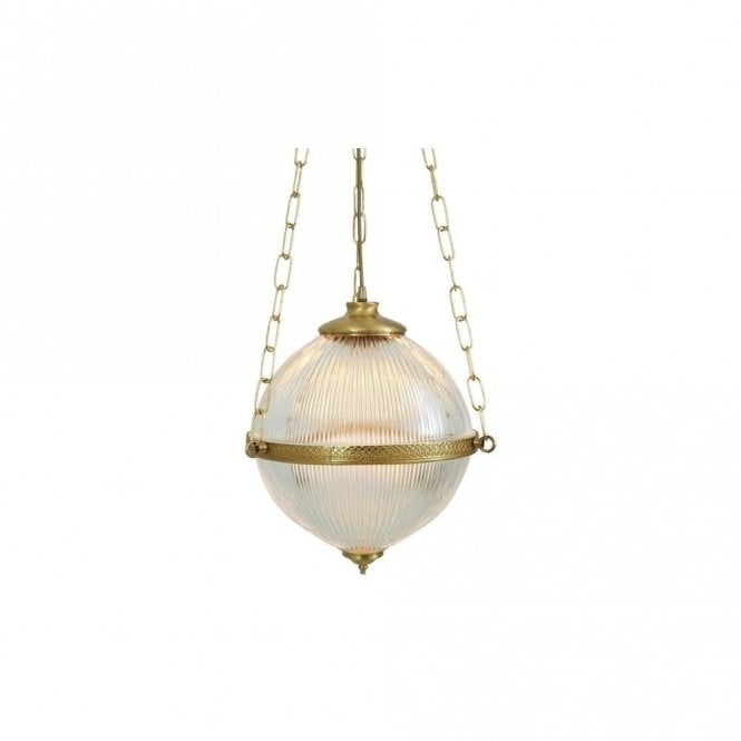 BLAENAU - Victorian Holophane Ceiling Pendant In Polished Brass