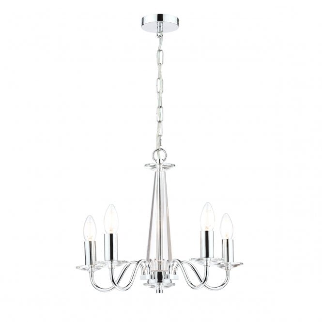 BLAKE 5 Light Pendant Polished Chrome Crystal
