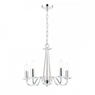BLAKE 5 Light Pendant Polished Chrome Crystal