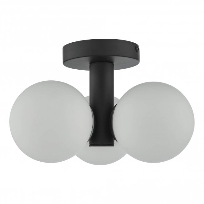 Blake Bathroom 3 Light Semi Flush - Matte Black Opal Glass IP44