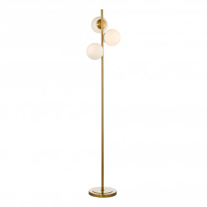 BOMBAZINE 3 Light Floor Lamp Natural Brass Opal Glass