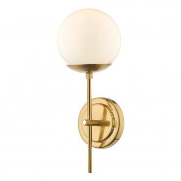 Wall Light in Natural Brass with Opal Glass
