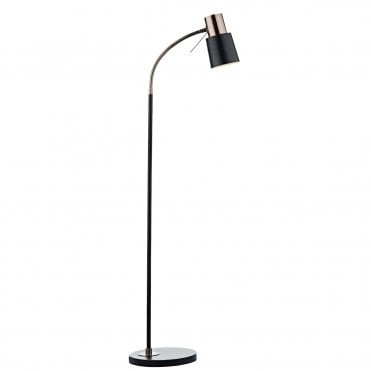 Matt black and polished copper floor lamp