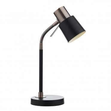 BOND Contemporary Desk Lamp In Black & Copper With Flexible Head