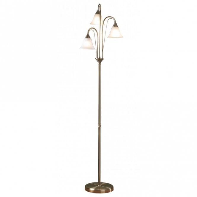 BOSTON - Antique Brass Floor Lamp With 3 Bulbs