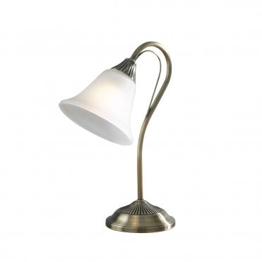 BOSTON Traditional Antique Brass Table Lamp Opal Glass Shade