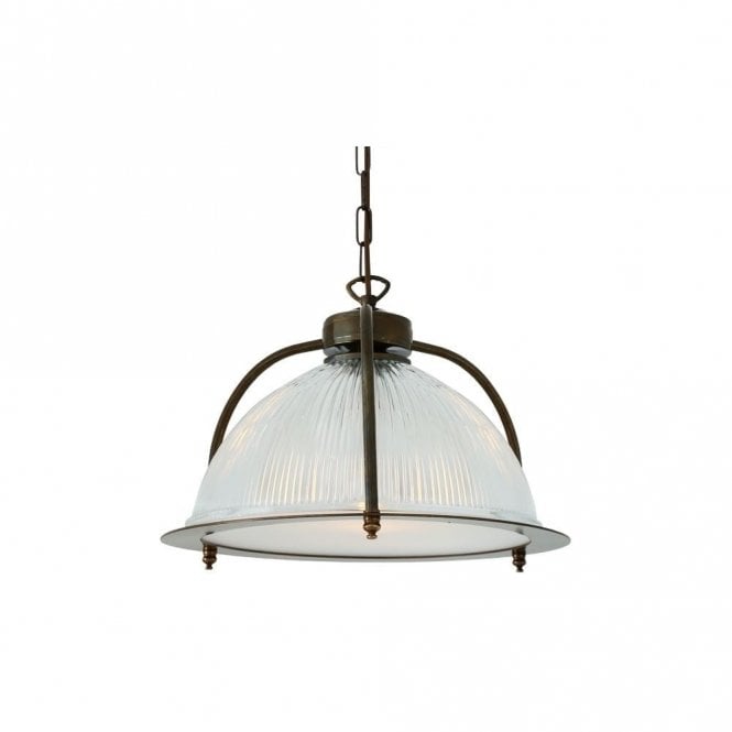 BOUSTA - Holophane Ceiling Pendant With Diffuser In Antique Brass