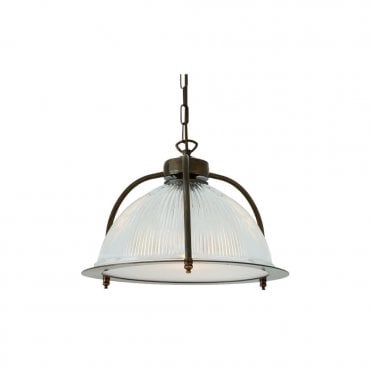 BOUSTA - Holophane Ceiling Pendant With Diffuser In Antique Brass