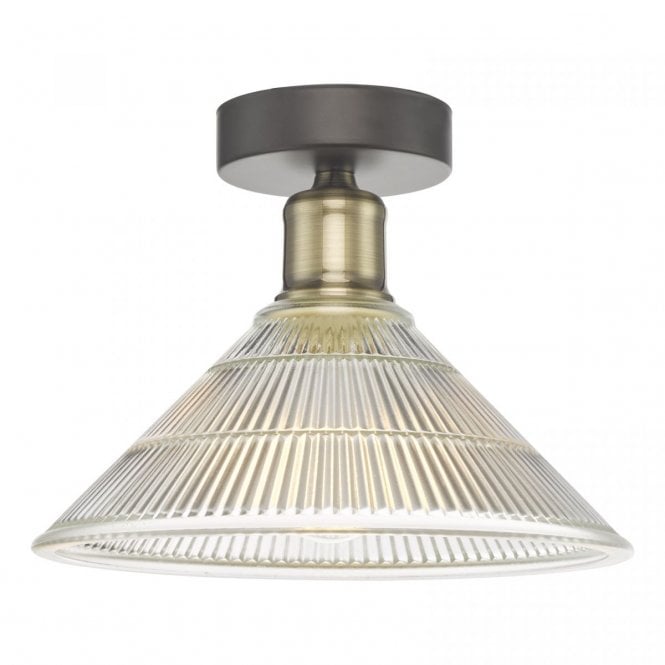BOYD Flush Ceiling Light in Antique Brass with Glass Shade