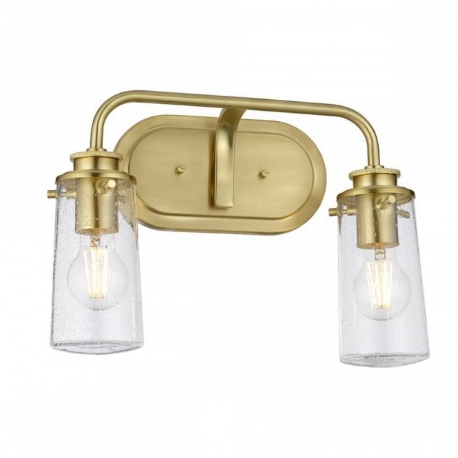 BRAELYN 2 Light Wall Light Brushed Brass For Bathrooms IP44 Rated