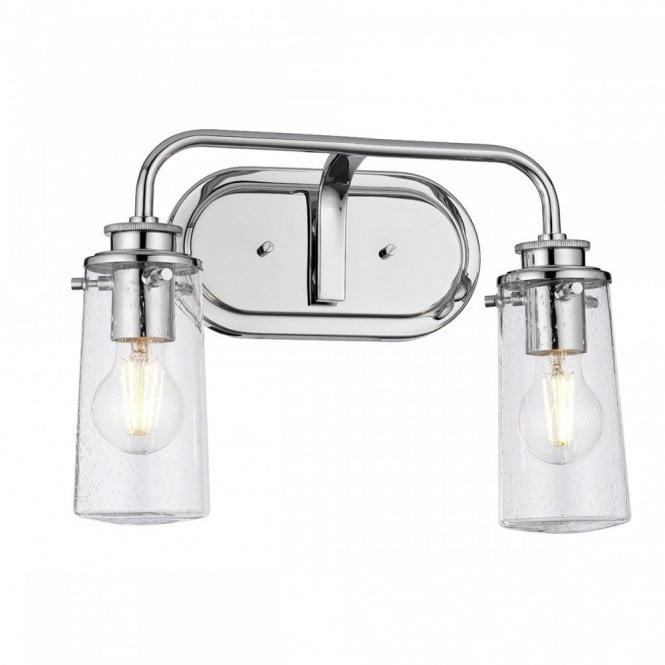 BRAELYN 2 Light Wall Light Polished Chrome For Bathrooms IP44 Rated