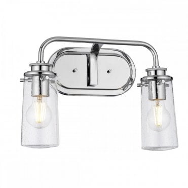 2 light bathroom wall light in polished chrome