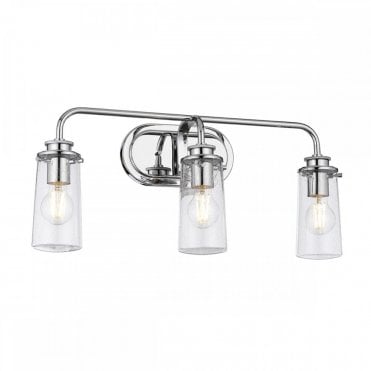 3 light chrome bathroom wall light with seeded glass shades