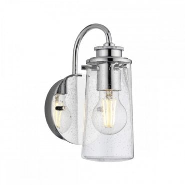 chrome wall light with slim glass shade