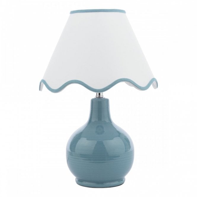 Bramhope Table Lamp - Blue Ceramic with White Shade