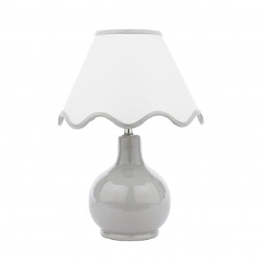 Bramhope Table Lamp - Grey Ceramic with White Shade