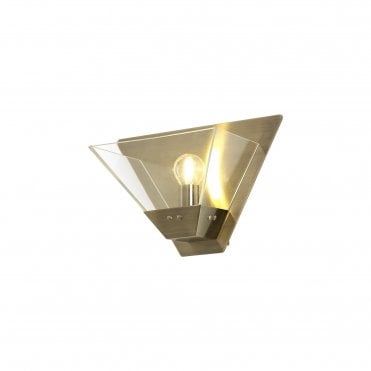 BRENNA Glass Pyramid Wall Light Antique Brass