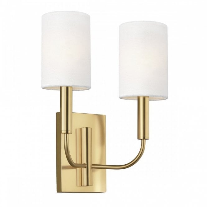 BRIANNA 2 Light Wall Light Burnished Brass with Classic Minimalist Silhouette
