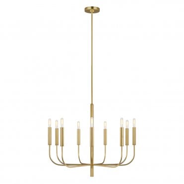 BRIANNA 9 Light Chandelier Burnished Brass with Classic Minimalist Silhouette