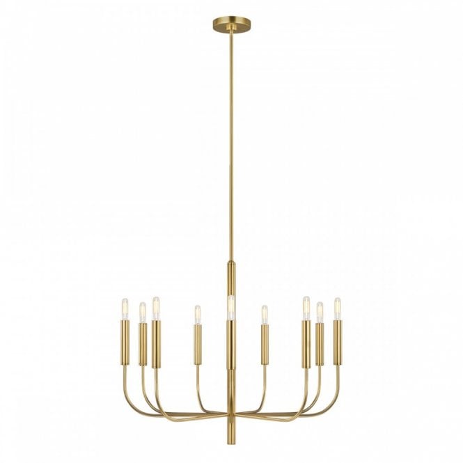 BRIANNA 9 Light Chandelier Burnished Brass with Classic Minimalist Silhouette