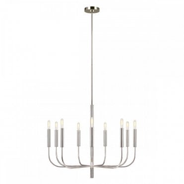 BRIANNA 9 Light Chandelier Polished Nickel with Classic Minimalist Silhouette