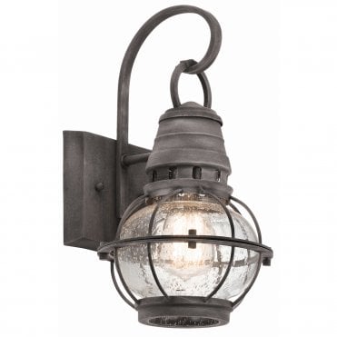 Small Exterior Wall Lantern Weathered Zinc Seeded Glass Globe