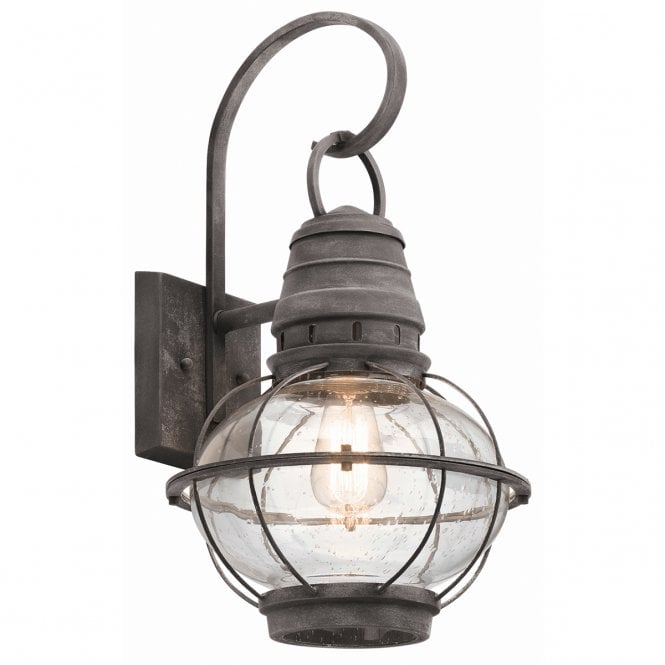BRIDGE POINT Traditional Globe Exterior Lantern Weathered Zinc Seeded Glass