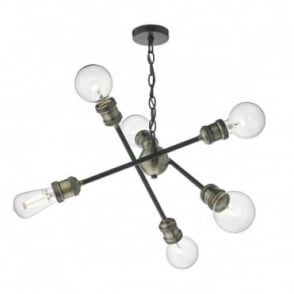 BRIGADE - 6lt Pendant in Black and Ant Brass