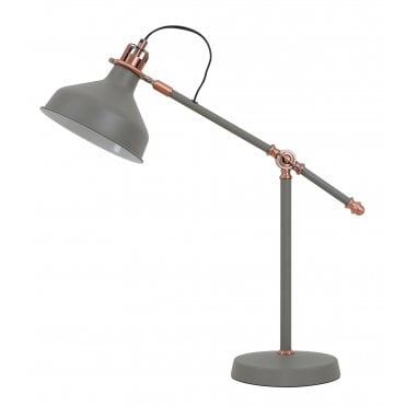 BROCK Adjustable Desk or Table Lamp in Sand Grey and Copper