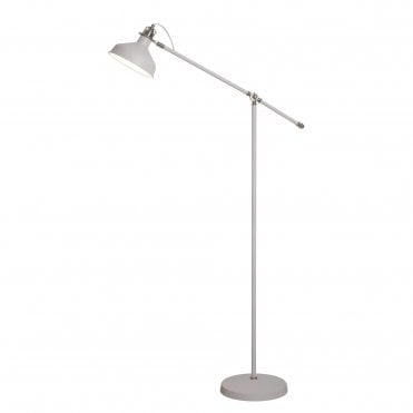 BROCK Adjustable Floor Lamp in Sand White and Satin Nickel