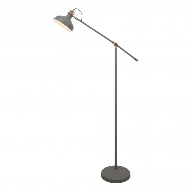 BROCK Adjustable Task Floor Lamp in Sand Grey and Copper