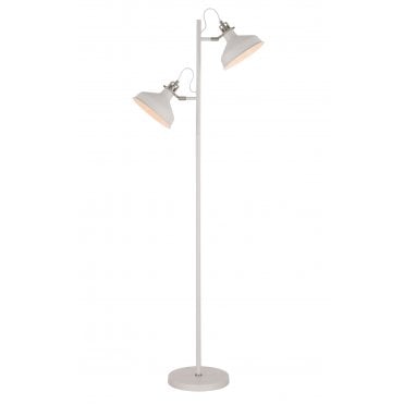 BROCK Floor Lamp Sand White/Satin Nickel/White