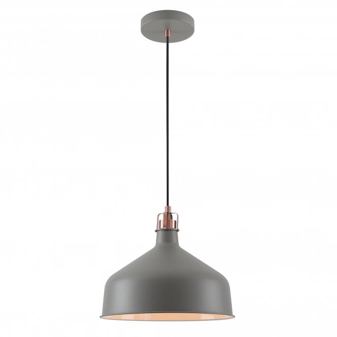 BROCK Medium Ceiling Pendant in Sand Grey with Copper