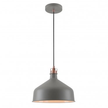 BROCK Medium Ceiling Pendant in Sand Grey with Copper