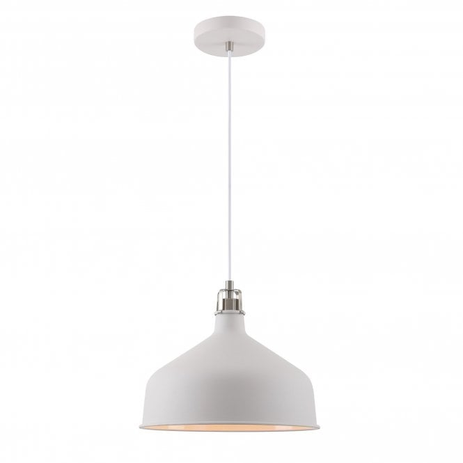BROCK Medium Ceiling Pendant in Sand White with Satin Nickel
