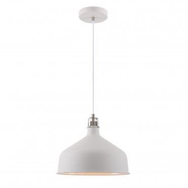 Medium Ceiling Pendant in Sand White with Satin Nickel