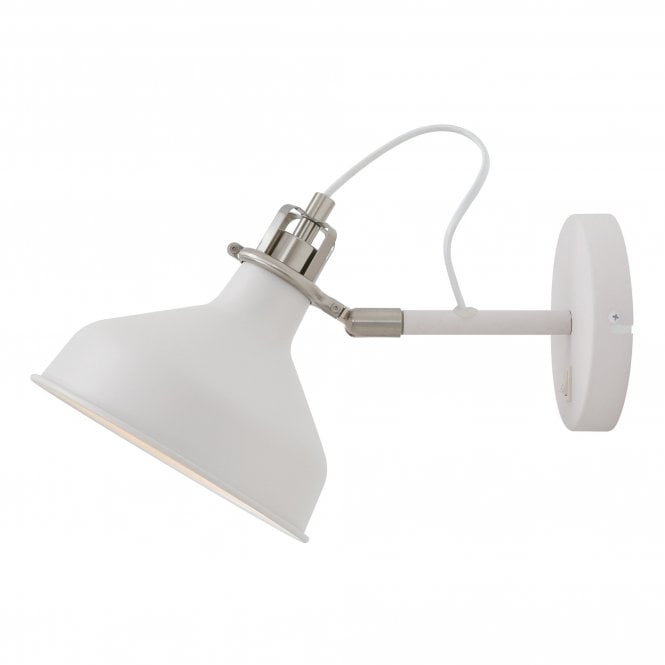 BROCK Retro Task Wall Light in Sand White and Satin Nickel