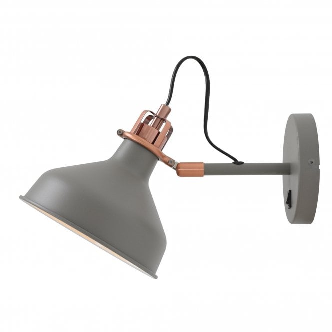 BROCK Retro Wall Light in Sand Grey and Copper