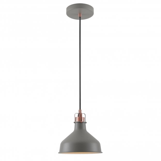 BROCK Small Ceiling Pendant Light in Sand Grey with Copper