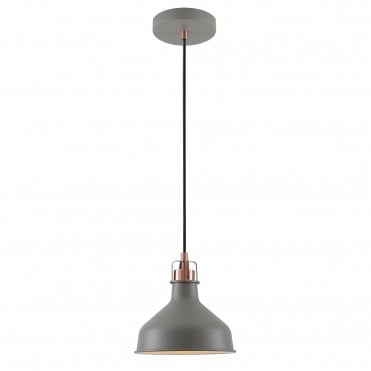 BROCK Small Ceiling Pendant Light in Sand Grey with Copper