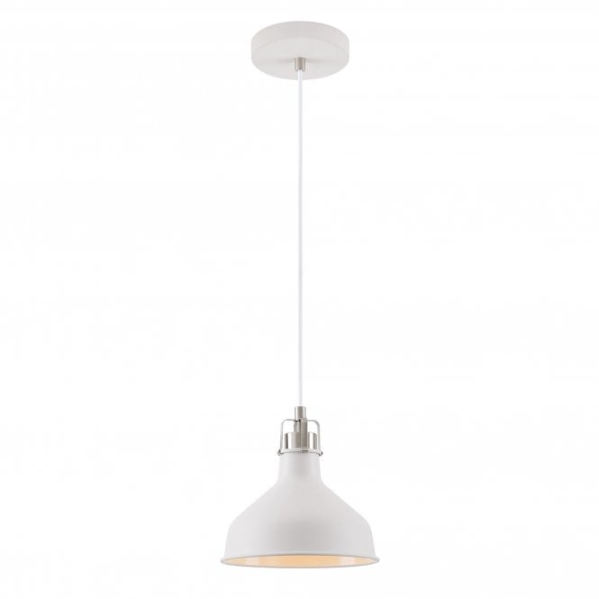 BROCK Small Ceiling Pendant Light in Sand White with Satin Nickel
