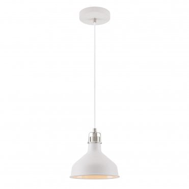 BROCK Small Ceiling Pendant Light in Sand White with Satin Nickel
