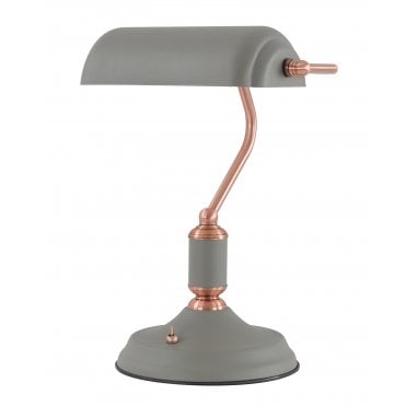 Table Bankers Lamp Sand Grey Copper