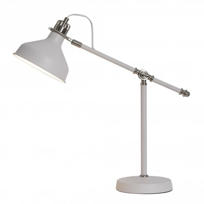BROCK Task Table Lamp in Sand White with Satin Nickel