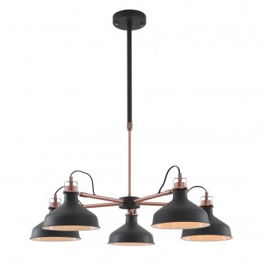 BROCK Telescopic Ceiling Pendant Light Graphite/Copper/White