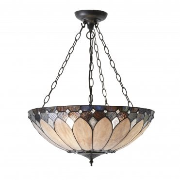 BROOKLYN - Large Tiffany Art Deco Uplighter Ceiling Pendant