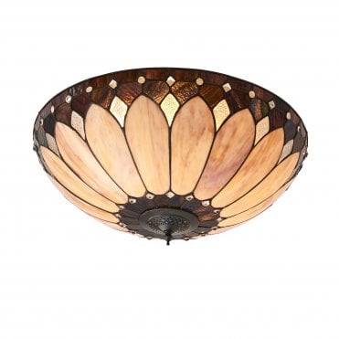 Neutral Tiffany Ceiling Light For Low Ceilings