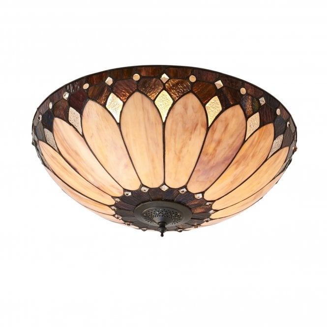 BROOKLYN - Neutral Tiffany Ceiling Light For Low Ceilings