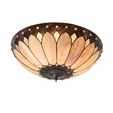 BROOKLYN - Neutral Tiffany Ceiling Light For Low Ceilings